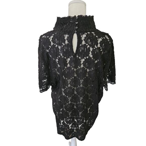 Lauren Ralph Lauren Black Lace Mock Neck Top - Size 2X - Picture 2 of 3